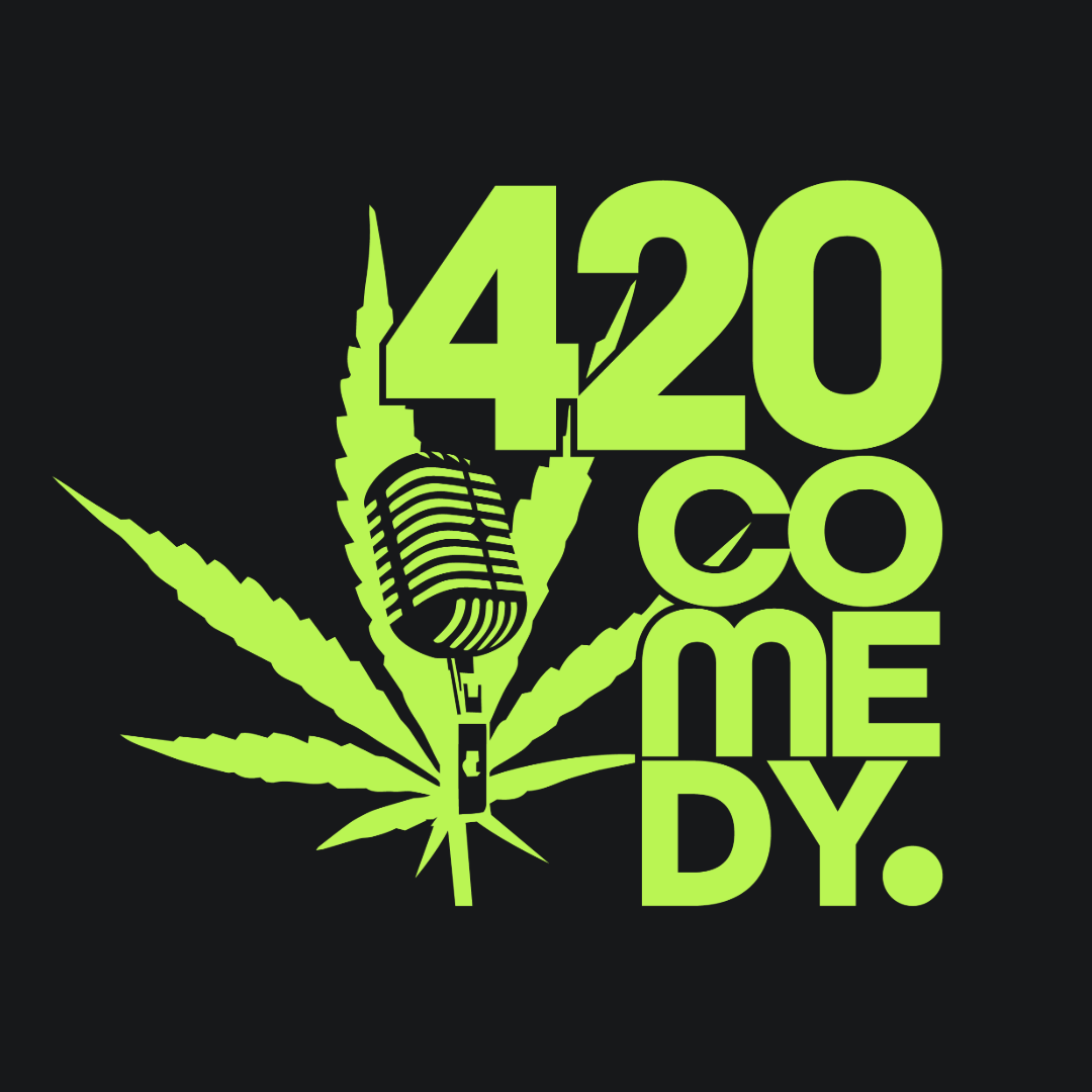Logo 420 Comedy - Hanfblatt od. Cannabis Bllatt mit Mikrofon